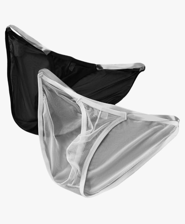 Men's Mesh Sheer Underwear Slim Sit See Through Briefs Breathable Underpants Transparent Briefs